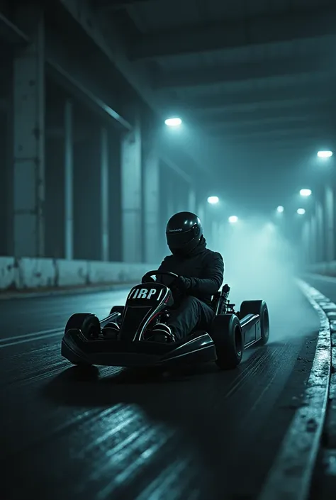 Gokart racing in track driving with dark
theme one kart 
