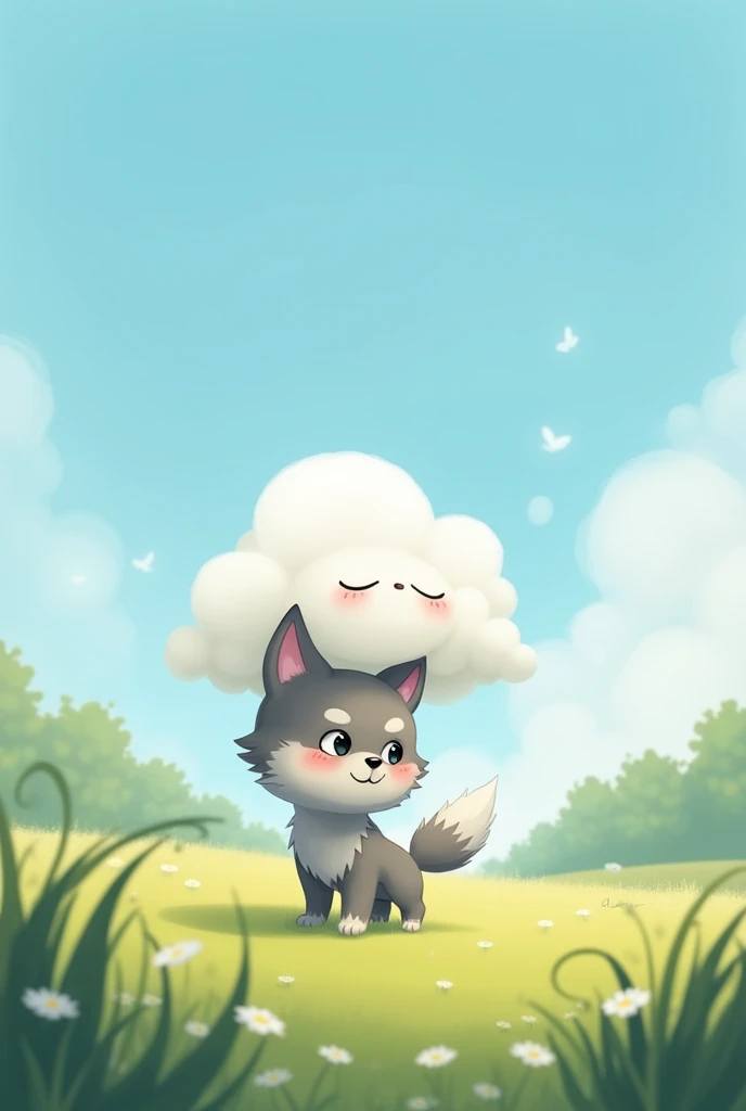 Little wolf with a little cloud