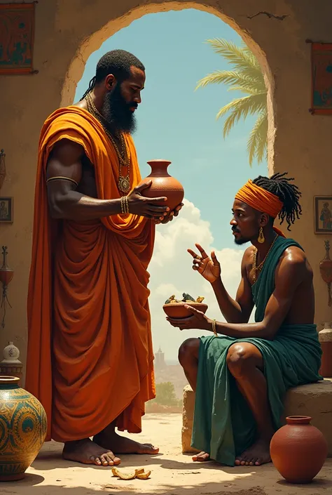 But the african king, a wise and compassionate man, saw the broken vase and had an idea. He gathered the pieces and took them to a skilled potter, asking him to create something new from the shards. 