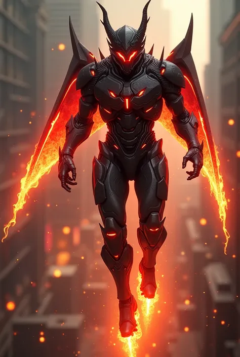 Hell-Powered Thrusters: The suit’s thrusters are fueled by hellfire, allowing for more powerful and faster flight. It leaves a trail of flames as it soars through the air, and can create flaming vortexes or shockwaves when it lands.