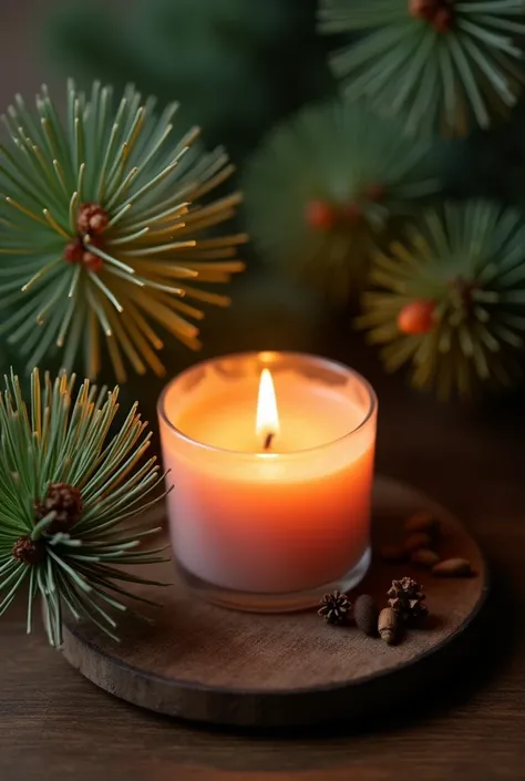 Wax and candle inside of Pine plant