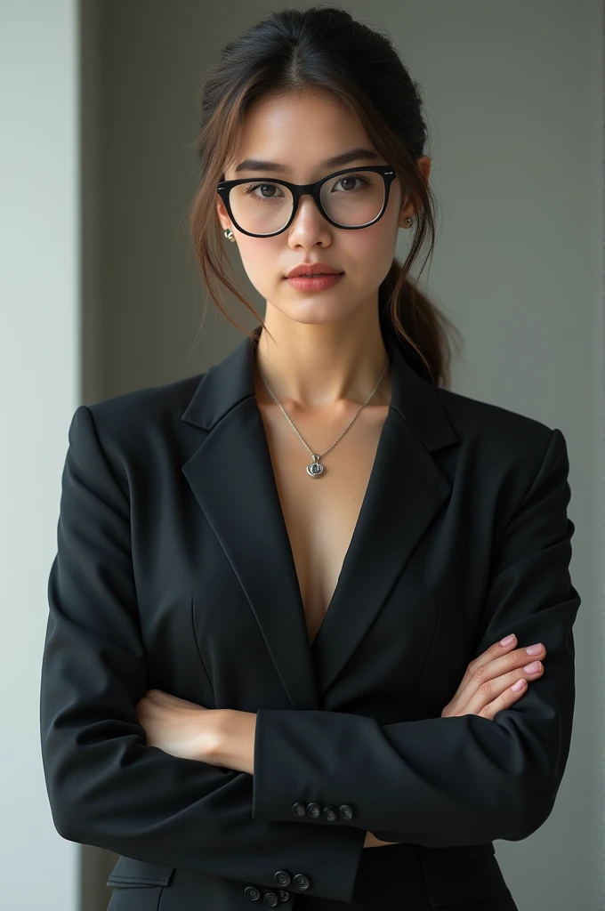 A girl with formal suit with spectacles 