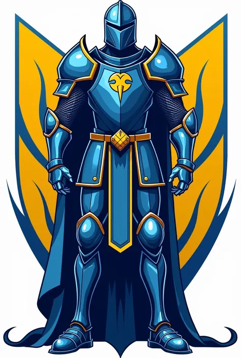 Create a symbol inspired by the Retro team in blue and yellow with inspiration from the knight symbol
