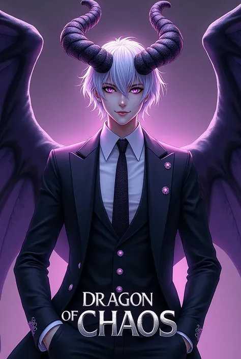 Here is the description:


The cover art for "Dragon of Chaos" features Kairos, the majestic protagonist, standing confidently at the center. His androgynous face, chiseled to perfection, gazes forward with an enigmatic smile. Dark violet eyes seem to pier...