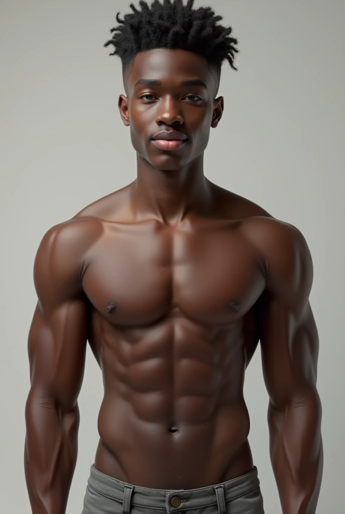 a handsome young black boy with a nice abdomen 