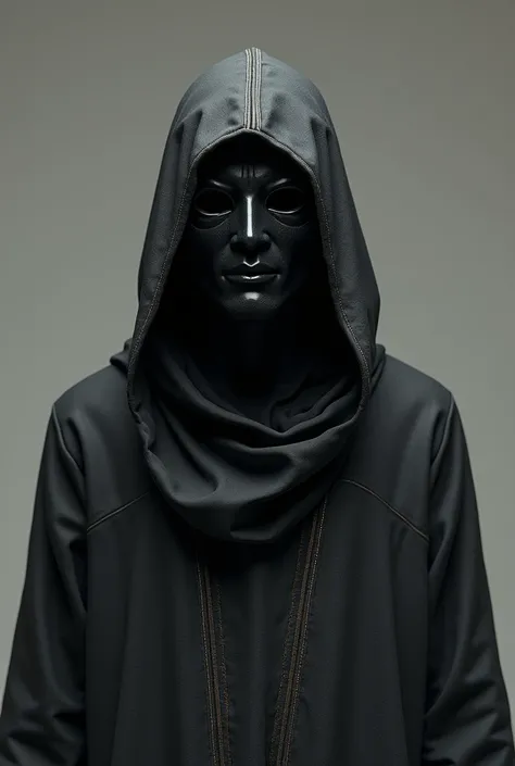  with a mask, seamed clothing, with hood (ultra realistic) (4k resolution)