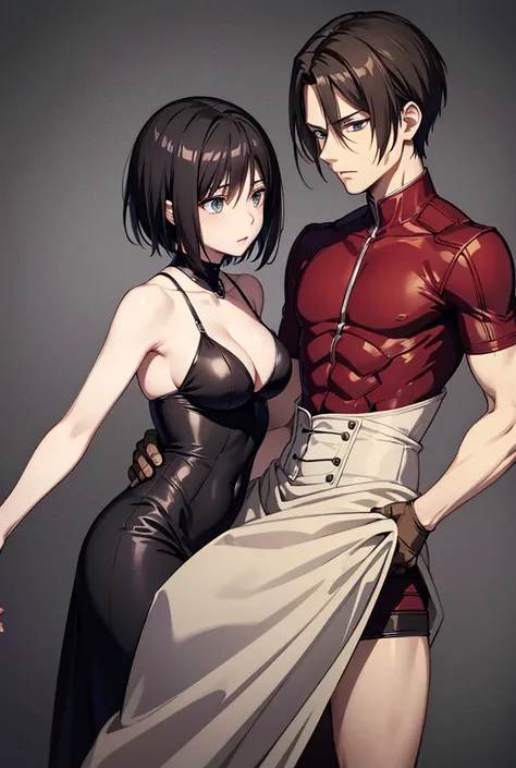 Levi Ackerman and Mikasa Ackerman from Attack on Titan High ResolutionMasterpiece, breasts, PLANO AMERICANO, lines of movement, 