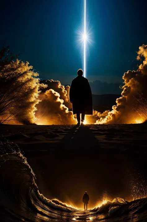 A silhouette of a man with curly hair against a vibrant, swirling background of light and energy. Text overlays the image, AND IT IS BIG “YOU ARE CHOSEN ONE IF YOU SEE THESE" The overall tone is dramatic and intriguing, suggesting a theme of special signif...