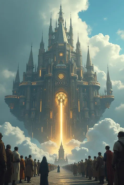 people worshiping a god inside a castle in the sky named cognium with the word (COGFULWAY )in the bottom of the screen all must be mechanical
Must have the word COGFULWAY in the castle 