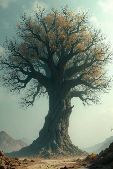 Tree with many dry leaves 