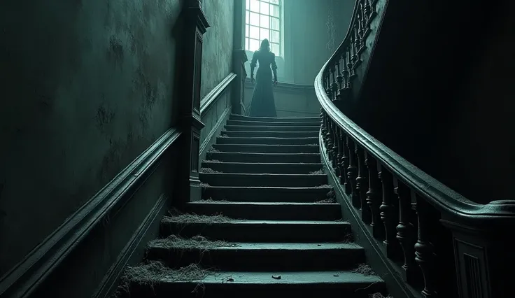 Dark staircase at the spooky mansion 