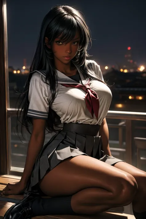 (8k ultra high quality, 最high quality, art, high quality, perfect light, absurd, super detailed, woman, alone, dark-skinned woma...