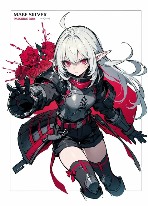  masterpiece,best quality,, (usnr:1.5) ,a digital drawing in an anime style, featuring a female character with distinct fantasy elements, she has long, flowing white hair adorned with black spikes, and her eyes are a striking red, giving her a fierce and d...