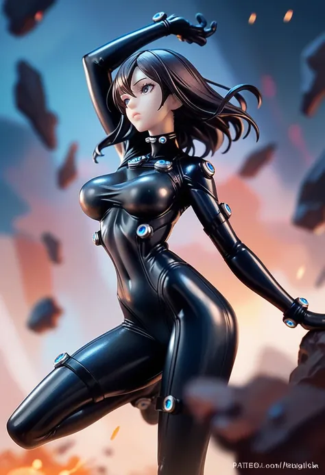 Reika in a black GANTZ suit
