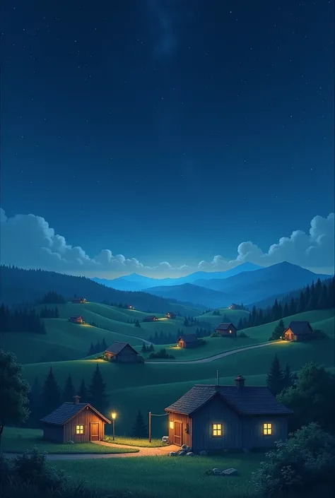 Magical Night: Starlit Countryside Houses