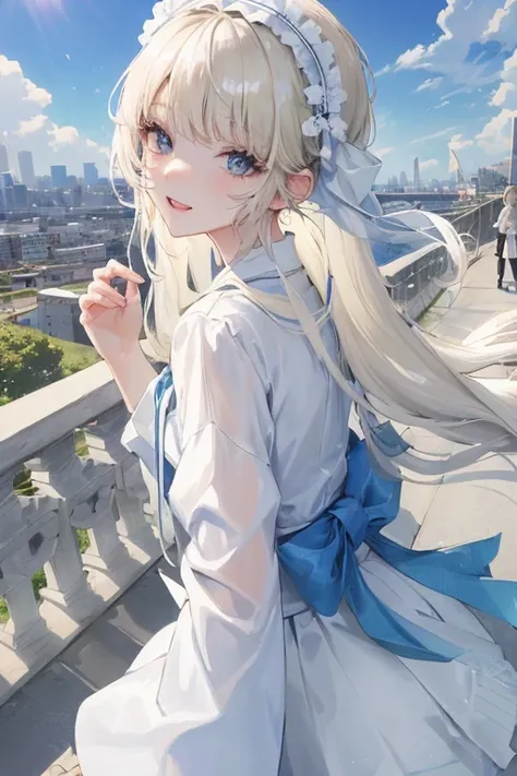 Official Art, masterpiece, Clear focus, (Beautiful, Beautiful and cute Korean girls:1.3), (Beautiful and cute Korean:1.3), Korean beauty, Exquisite and beautiful hairstyle、Eyes and face, Practical, Super Detail, Beautiful女孩, Blue sky, Luminous white partic...