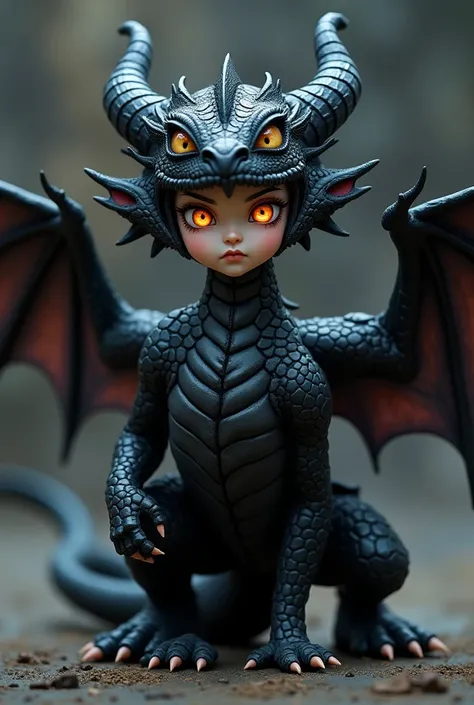 Black Dragon Human Child Anime Figure