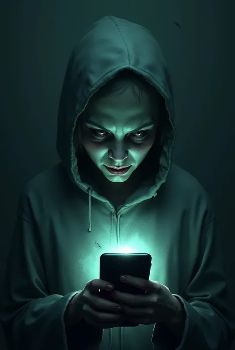 Internet addiction poster with scary theme