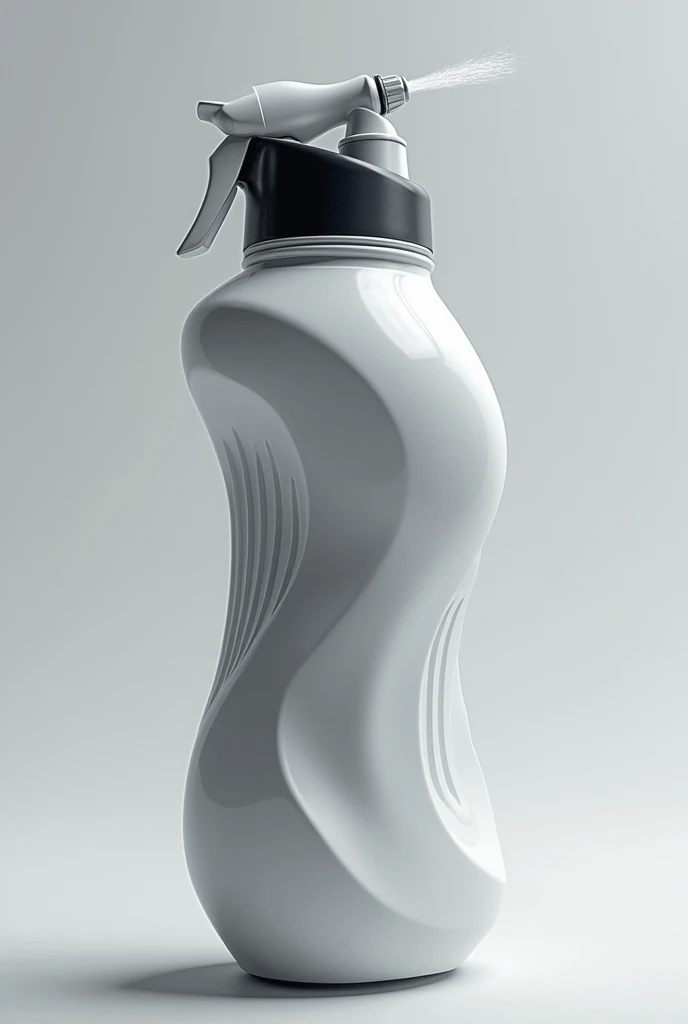 An anatomical mineral water bottle with a spray attached to its cap for practicing high-impact sports.