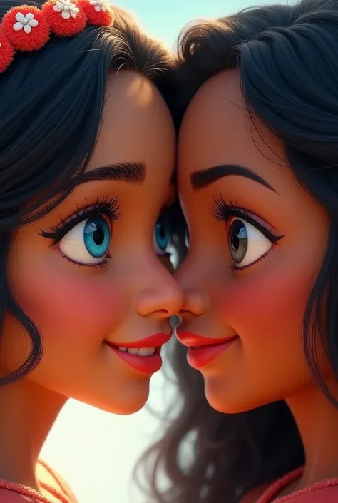 An image of the friends Snow White and Moana, both of them just their faces. 

