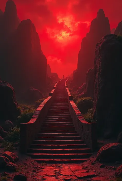 Make beautiful hell red colour sky stairs not Angels there