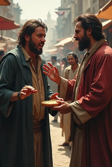   And suddenly he started speaking loudly.  The tailor gave him a piece of bread. 