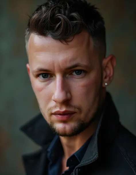 a man with very short haircut, photoshoot for instagram, super realistic photo, 1 man, extremely detailed face and eyes, high quality portrait, natural lighting, cinematic composition, dramatic lighting, sharp focus, photorealistic, intricate details, high...