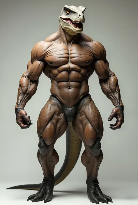 I want a photo of the bodybuilder full body dinosaur