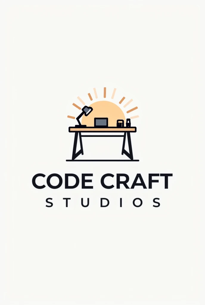 Create a logo with the name CodeCraft Studios There will be a work table 