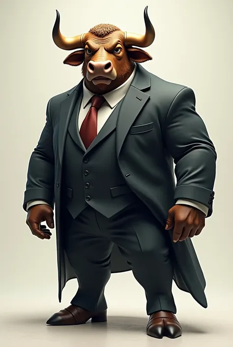 Stock market real bull wearing suit full size