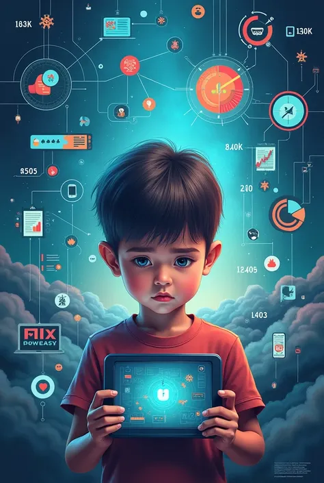 A cover page for brochure on Internet Addiction for kids 