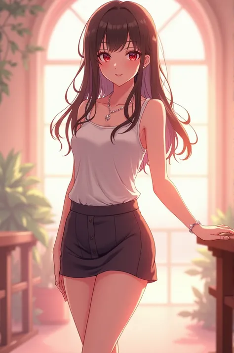 Sexy beautiful anime girl with so mini skirt