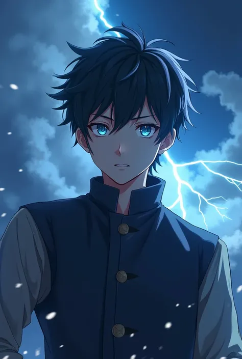 Anime male character Blue eyes lighting weather