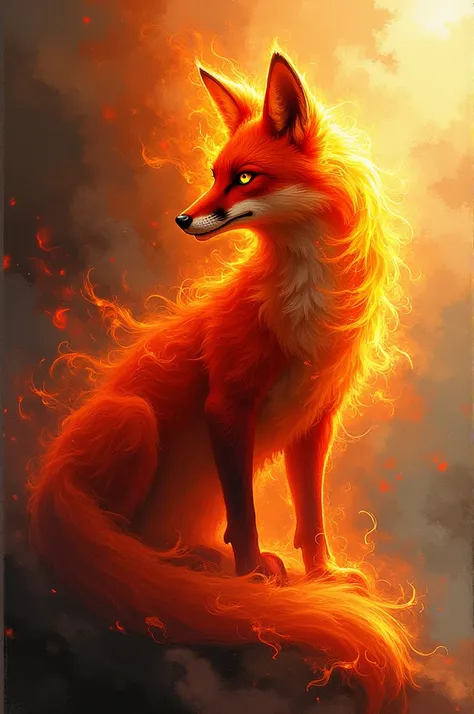 create an abstract image of a fire fox.