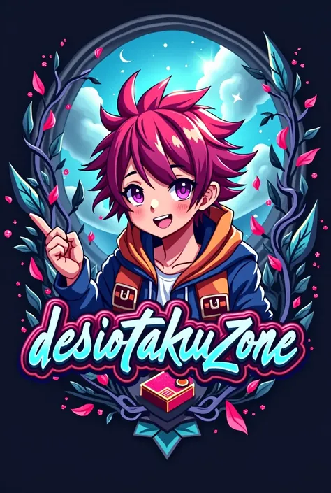 Generate a logo for "DesiOtakuZone" in anime style