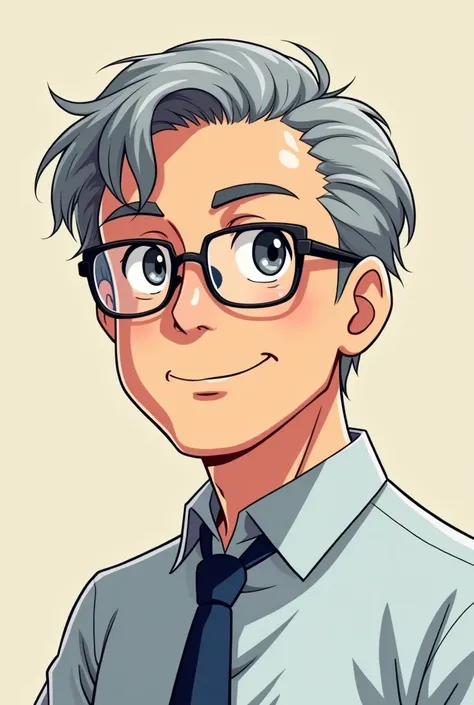 Anime art style of a middle aged male teacher