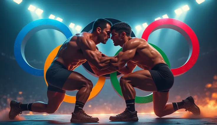 Olympic logo with wrestling game poster for you tube