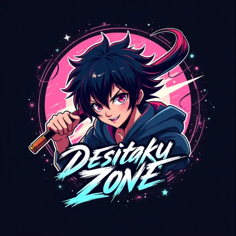 Generate a logo for "DesiOtakuZone" in a cool anime style