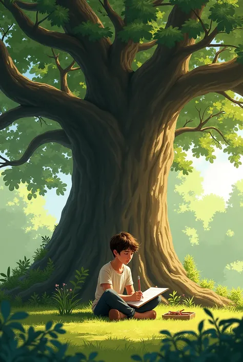  sitting under the oak tree drawing