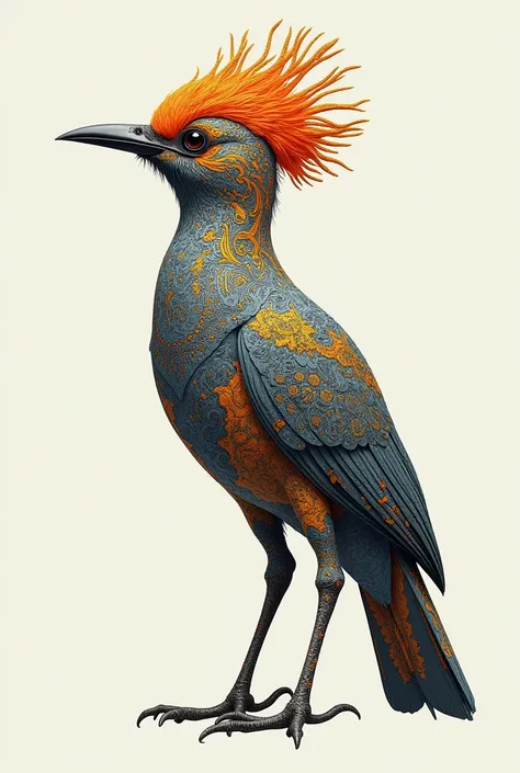 Hello, I would like a Barranquero bird drawn in fractal tattoos