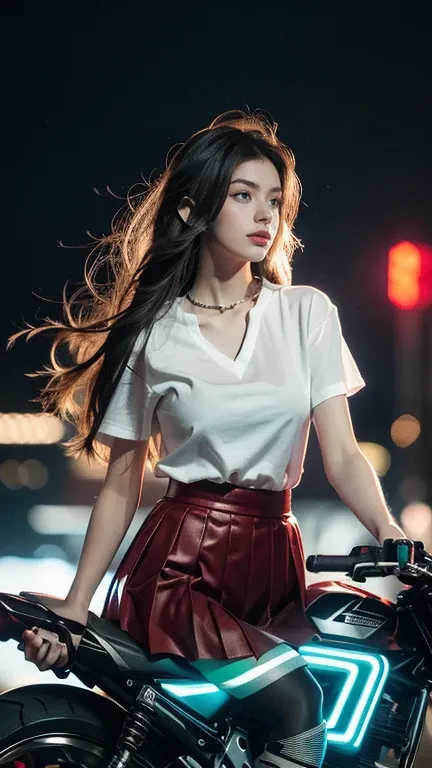 (((best quality))),(((very detailed))),(((masterpiece))),illustration,(1 beautiful girl,alone),((slim,thin)),((big bust,soft chest)),(crash helmet:1.3),shoulder length straight bob hair,slim 다리,cyberpunk, city streets,College student,(riding a motorcycle:1...