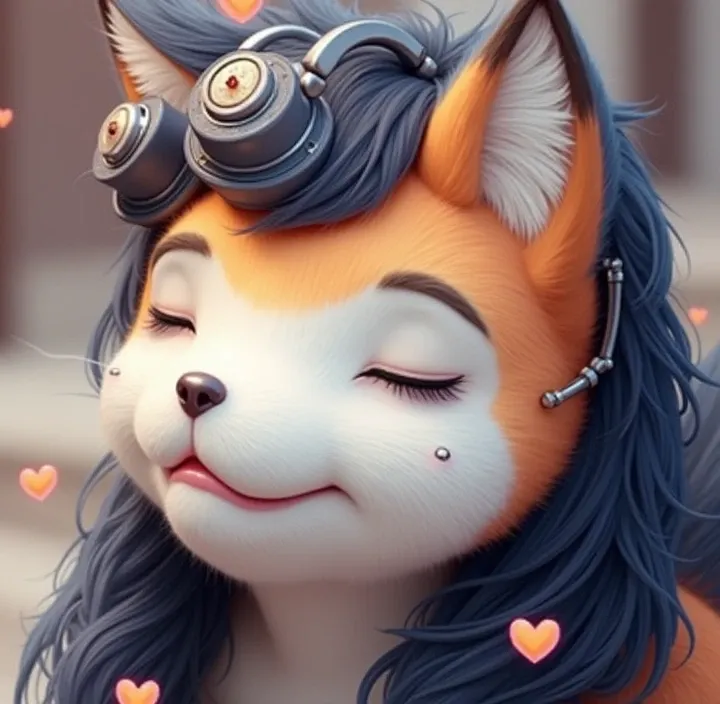 Fox ears, Heart shaped earrings, cat headphones, 