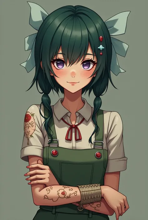 a petite, flat-chested girl who is skinny and short and has freckles on her face. He has dark green hair and purple eyes. (dark blue eyes in anime) . ). As the preferred method for testing poisons and remedies, His left forearm is extensively covered with ...