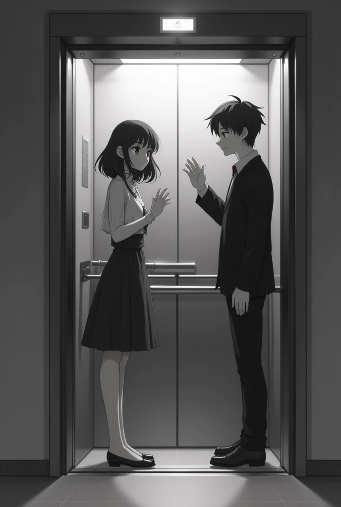 Character Gestures 3: Entering the elevator, turns around to smile at the camera, making a gesture of "Bye" with the hand. Press the button to close the doors with determination.
Camera Movement: The camera plays with the space of the elevator, focusing on...