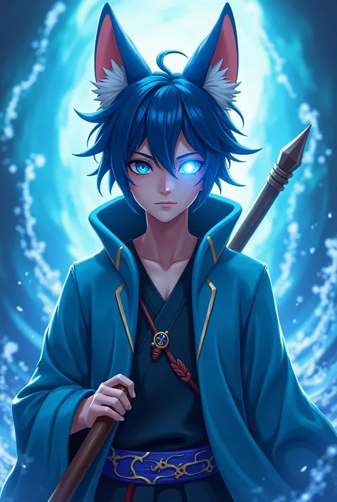 The skin from fortnite drift as magia water healer and you can make the sharingan on the right eye from naruto and he should have darker hair blue kitsune male 