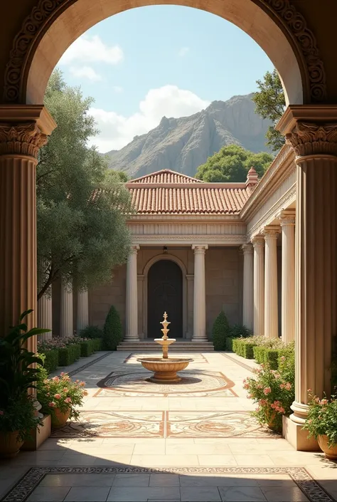 A Greek palace courtyard ( scenery for a play)
