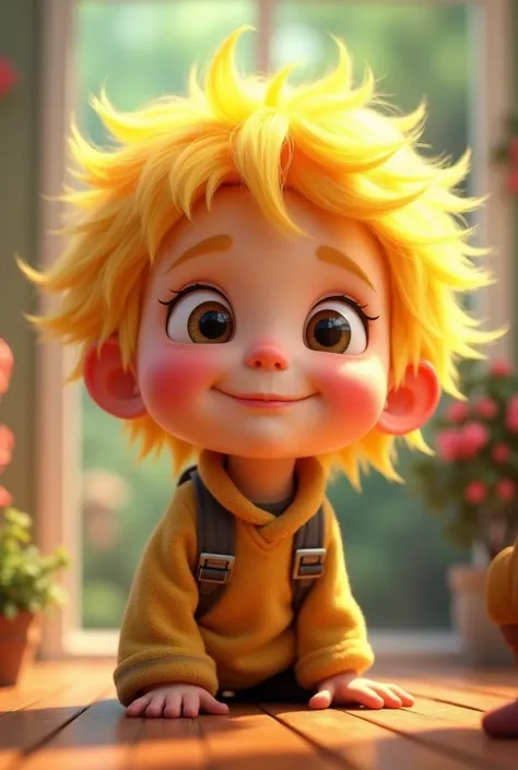 Cartoon of a young boy with yellow hair