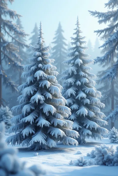 Snowy Christmas trees 