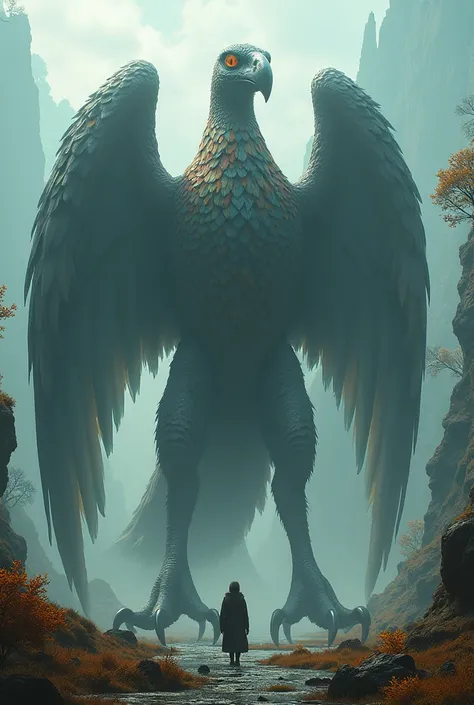 SCP-7714-B is, according to witness testimony, a massive quadrupedal avian creature