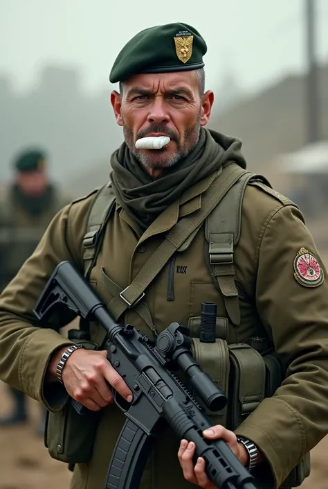 Army solider with gum